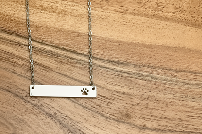 Paw Print Cutout Horizontal Bar Necklace