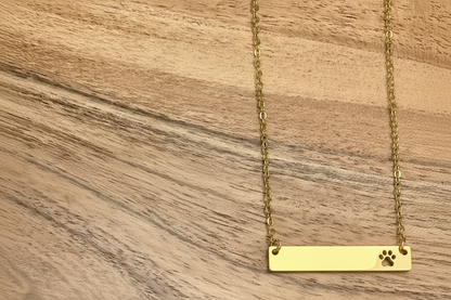 Paw Print Cutout Horizontal Bar Necklace