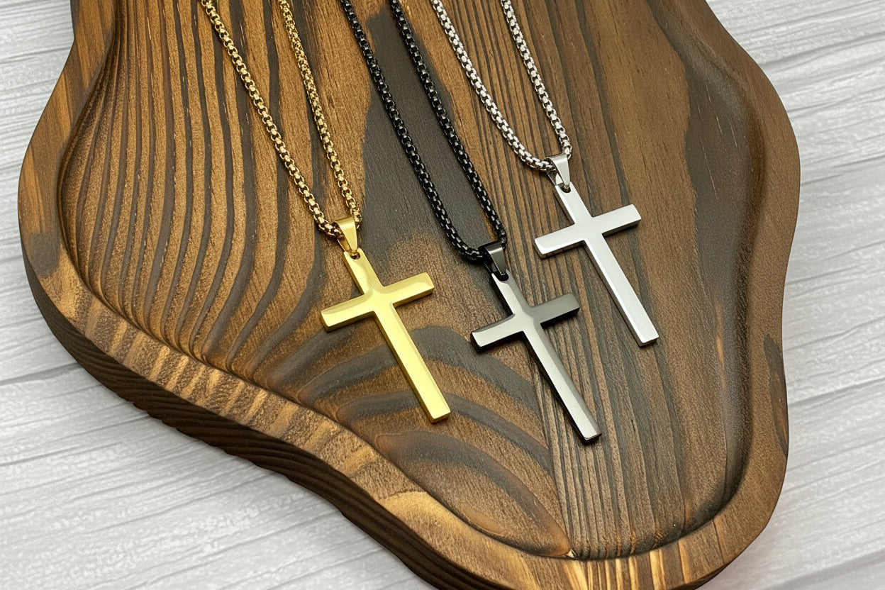 Men's Large Vertical Cross Necklace