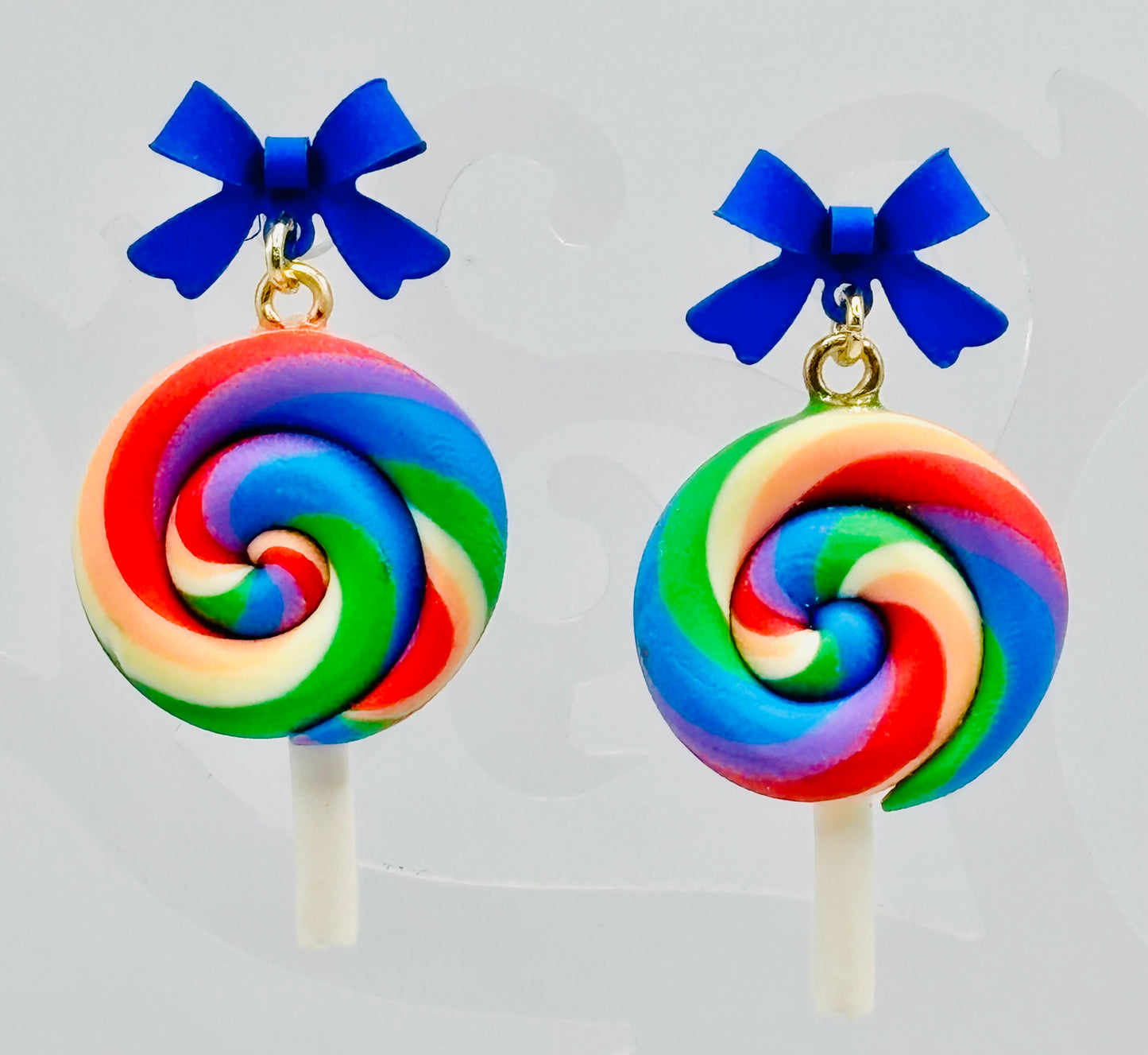 Swirled Lollipop Bow Earrings-Hypoallergenic