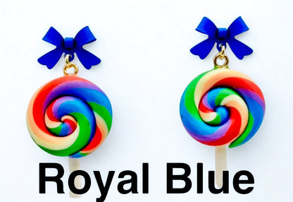 Swirled Lollipop Bow Earrings-Hypoallergenic