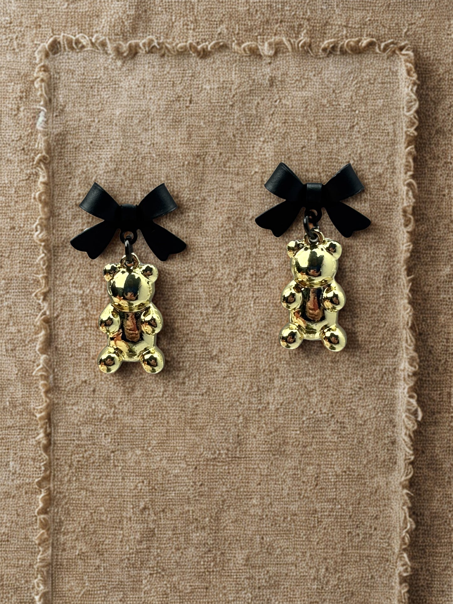 Black and Gold Gummy Bear Earrings*
