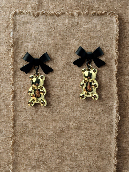 Black and Gold Gummy Bear Earrings*