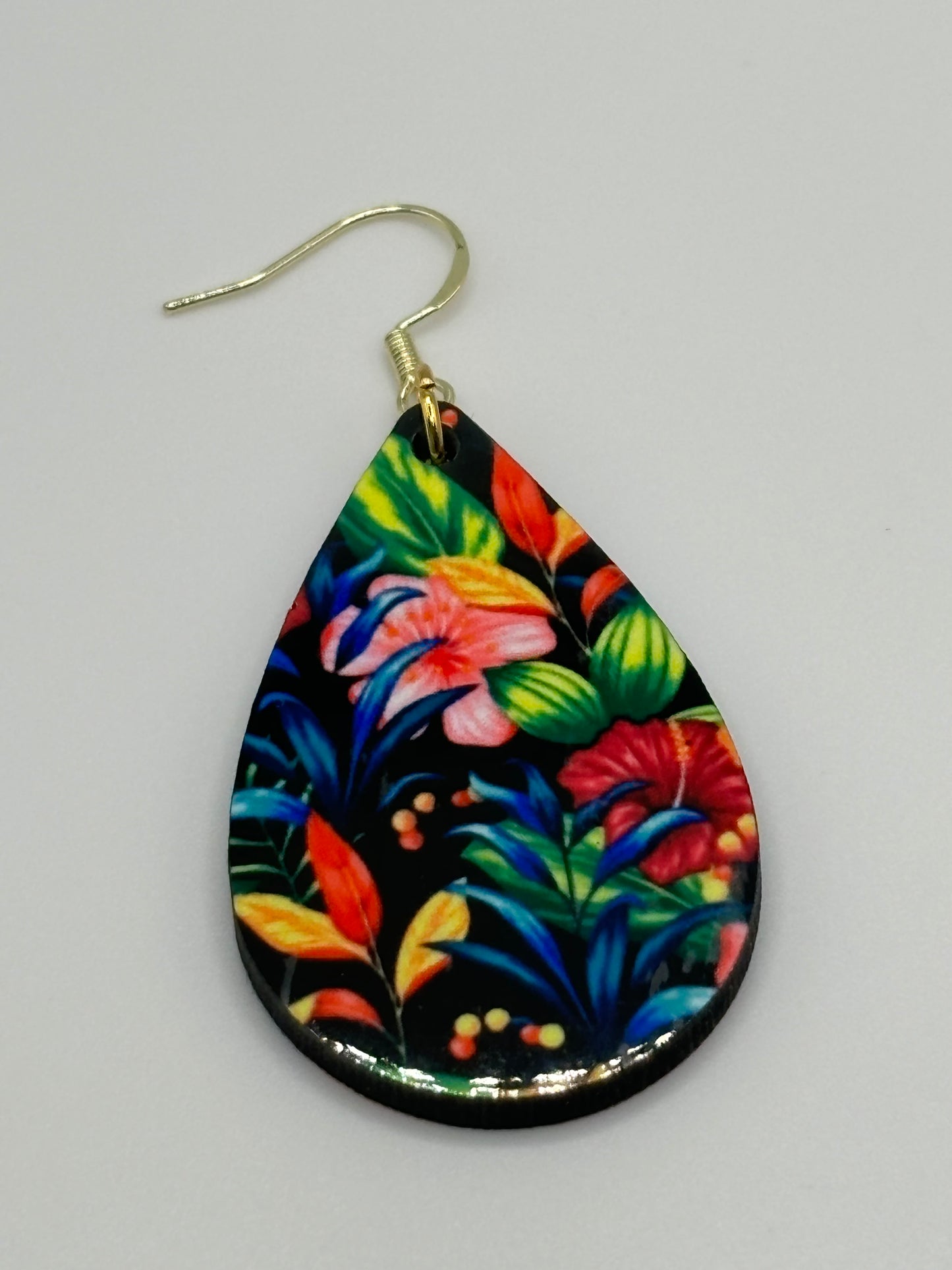 Beautiful Tropical Earrings - Handcrafted featuring A Vibrant Tropical bouquet perfect for Spring and Summer.