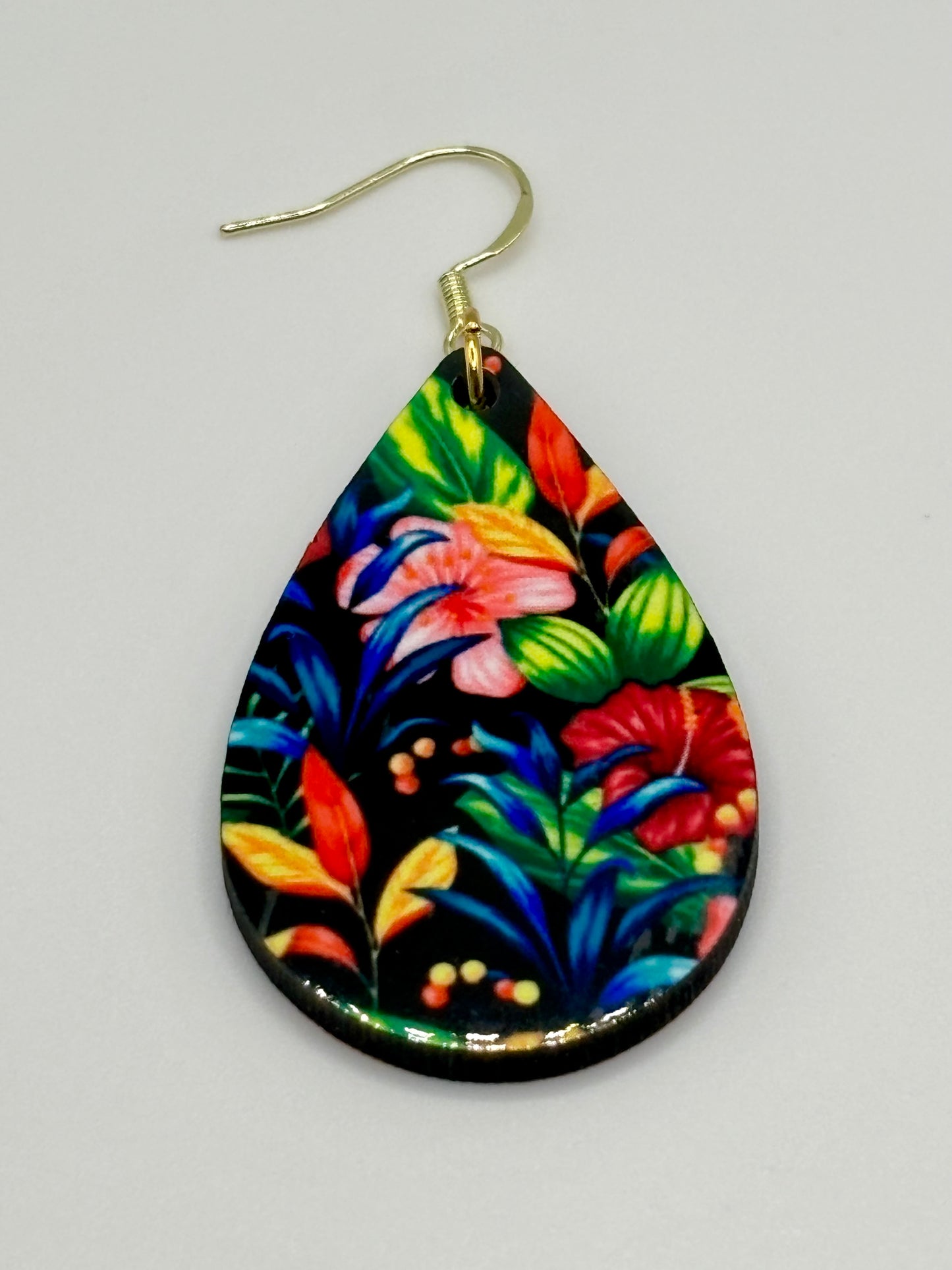Beautiful Tropical Earrings - Handcrafted featuring A Vibrant Tropical bouquet perfect for Spring and Summer.