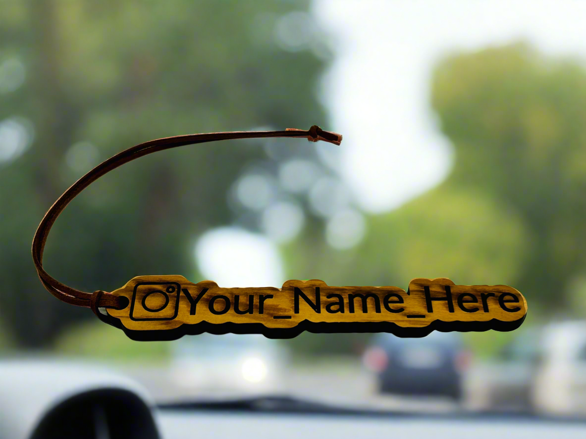 Customizable Scented Wood Car Air Freshener – Personalize with Your IG Name!