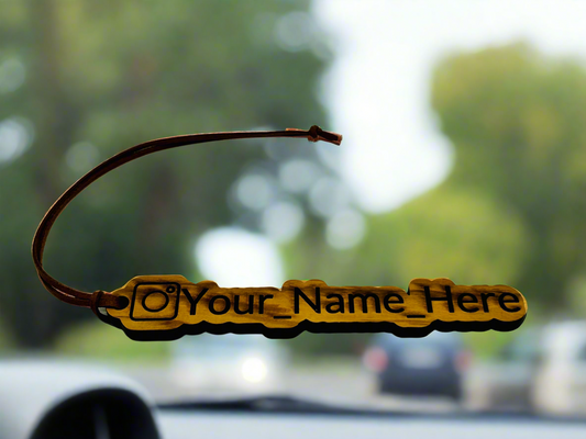 Customizable Scented Wood Car Air Freshener – Personalize with Your IG Name!