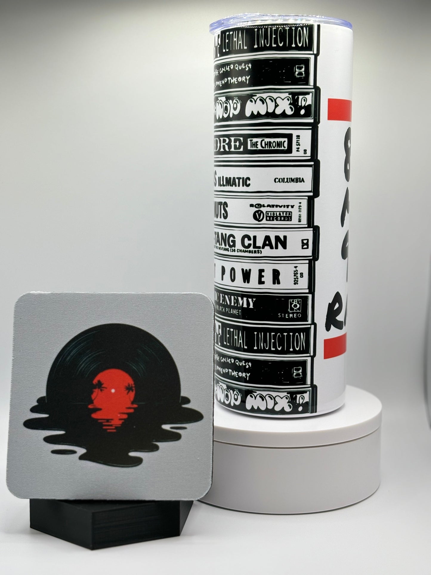 Music Nostalgia: 80's Made, 90's Raised Tumbler with Custom Coaster