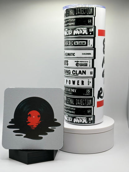 Music Nostalgia: 80's Made, 90's Raised Tumbler with Custom Coaster