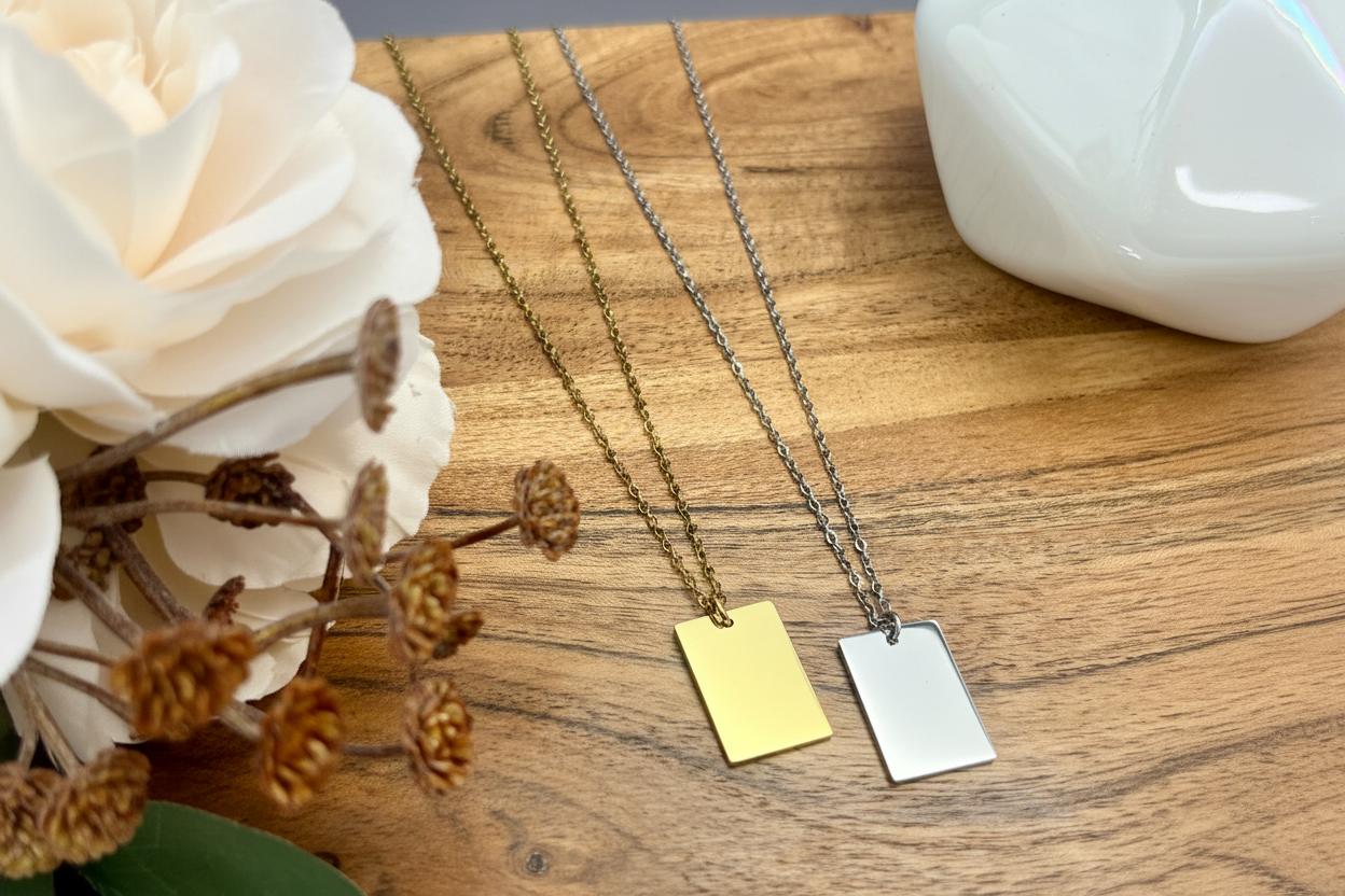Wide Rectangle Pendant Necklace
