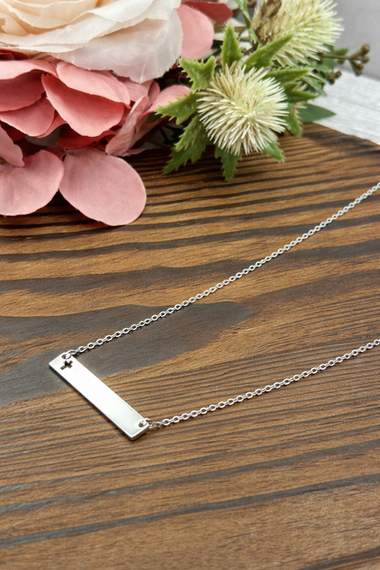 Cross Cutout Horizontal Bar Necklace