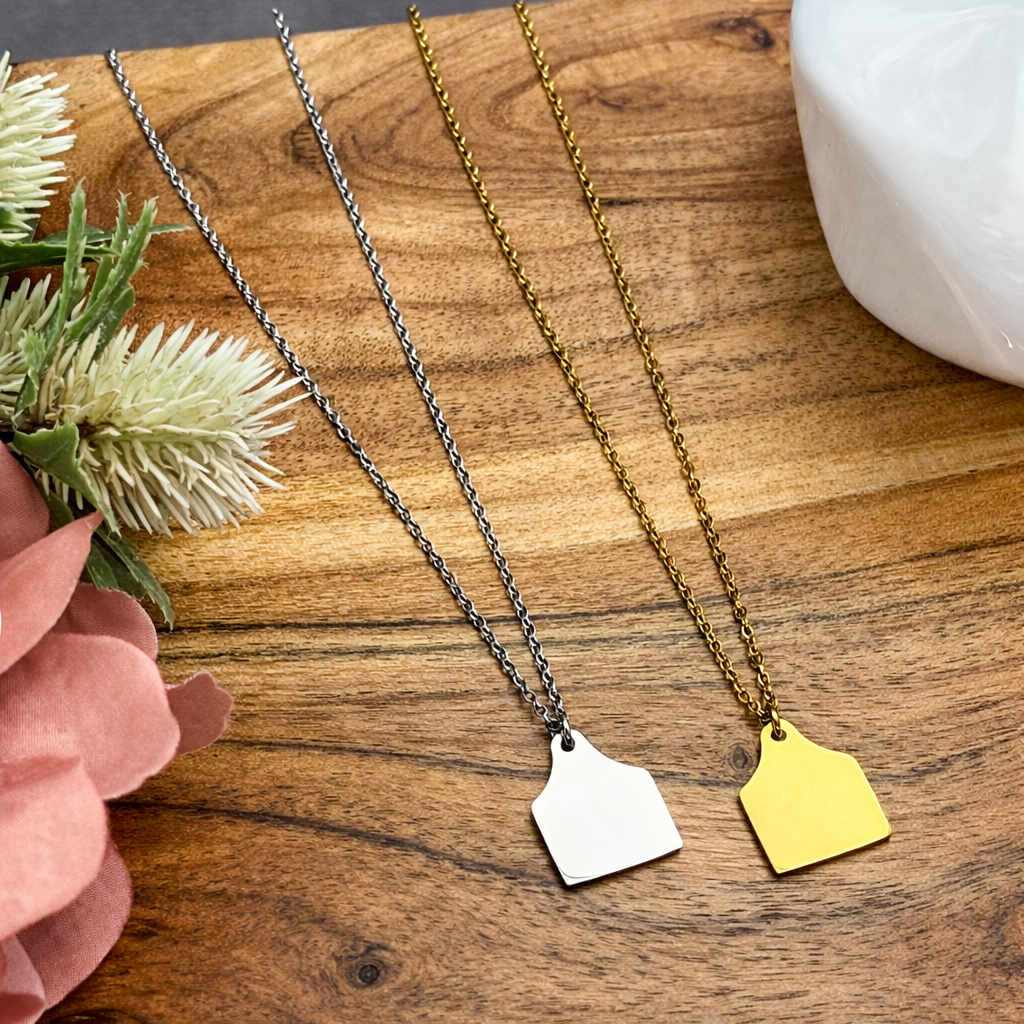 Cow Tag Pendant Necklace