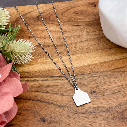 Cow Tag Pendant Necklace