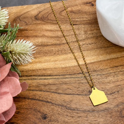 Cow Tag Pendant Necklace