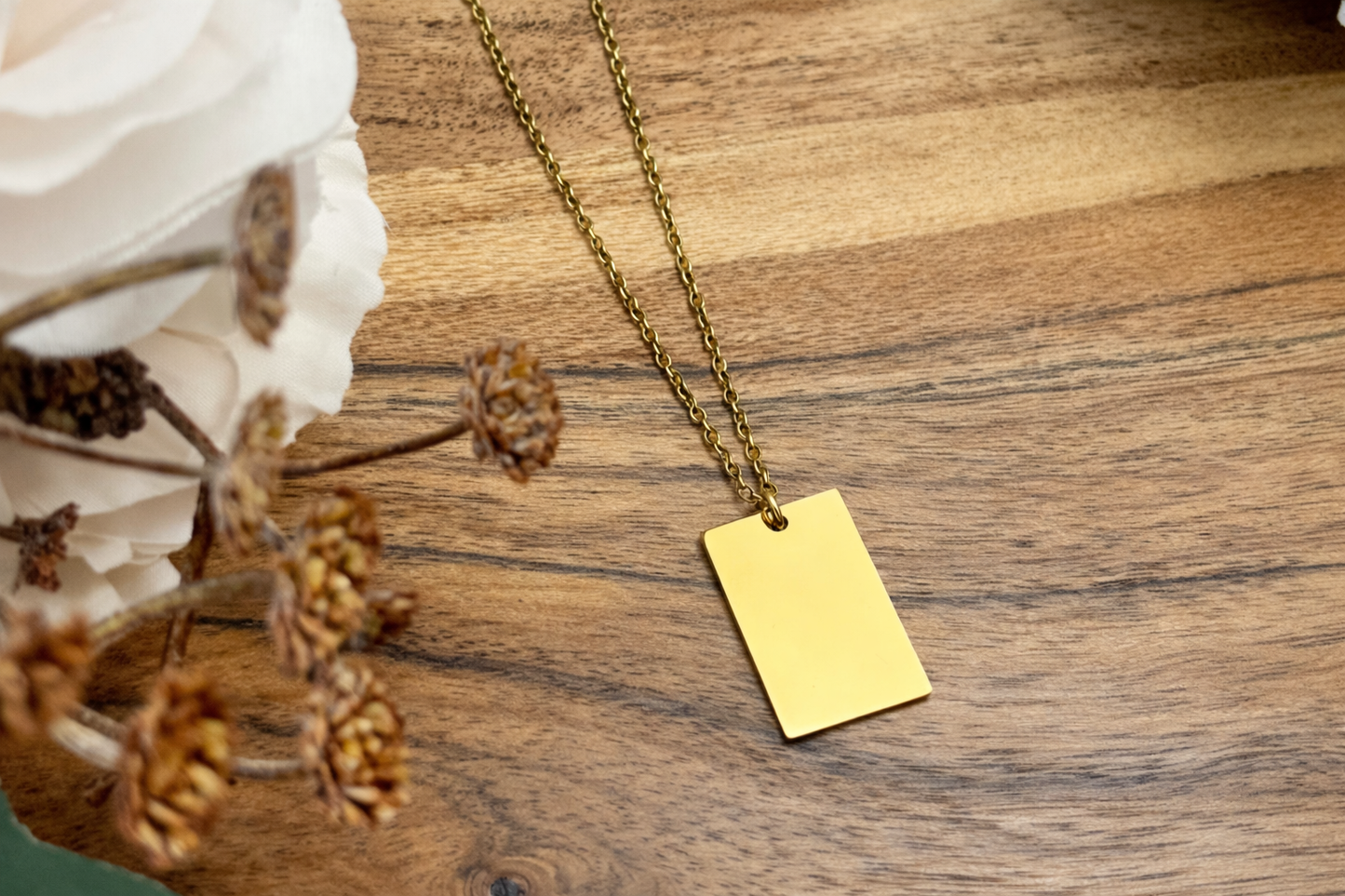 Wide Rectangle Pendant Necklace