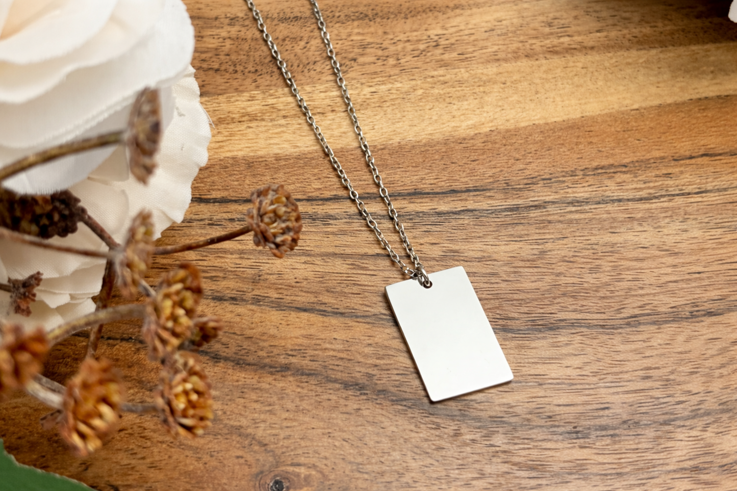 Wide Rectangle Pendant Necklace