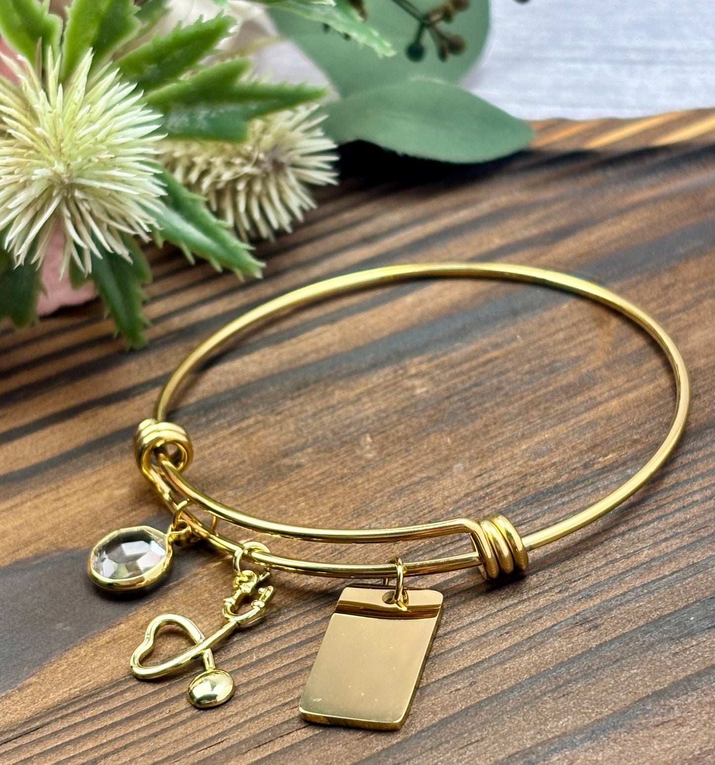 Healthcare Worker Modern Twist Bangle Bracelet