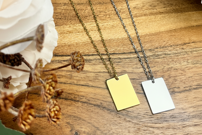 Wide Rectangle Pendant Necklace