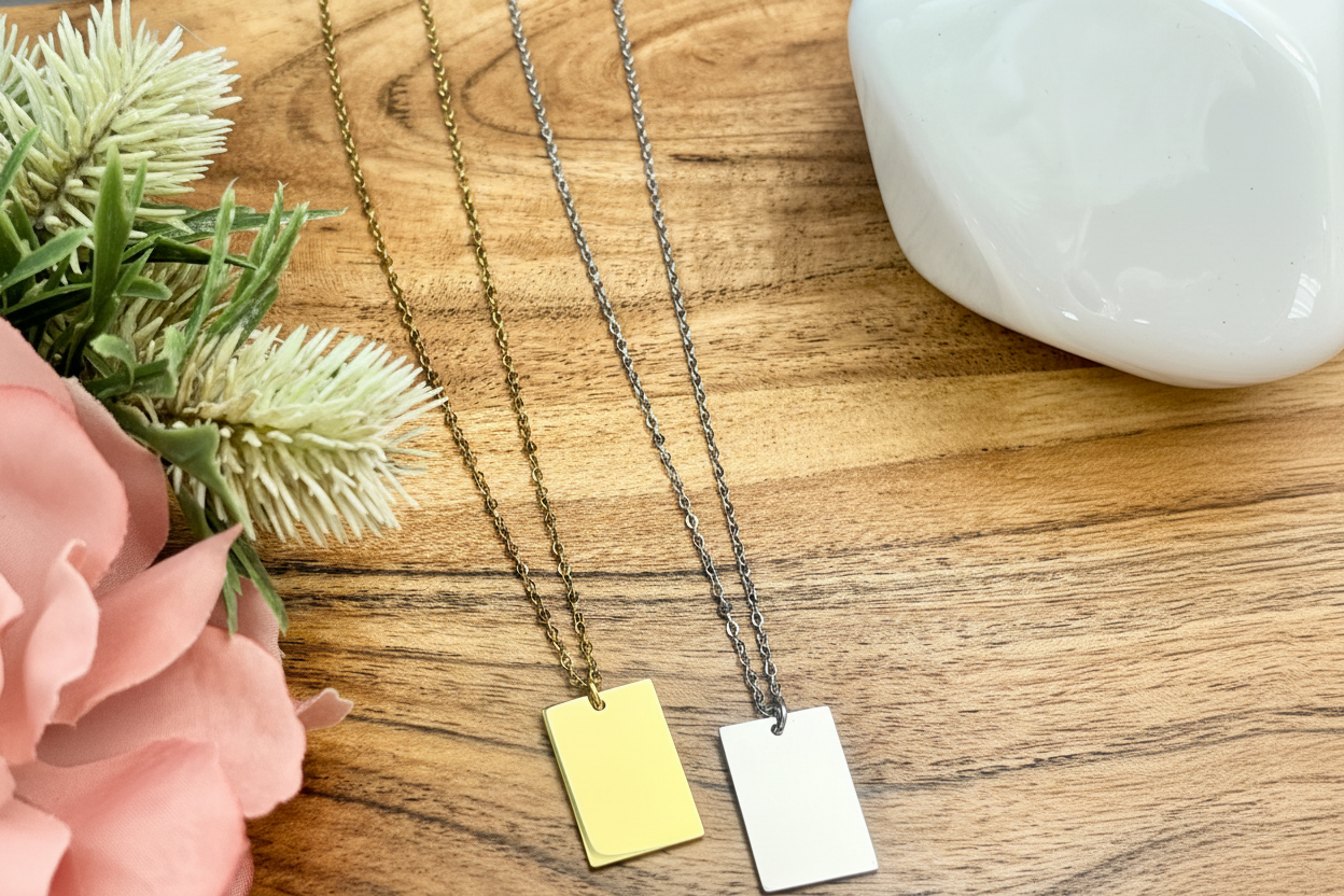 Wide Rectangle Pendant Necklace