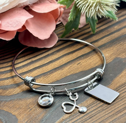 Healthcare Worker Modern Twist Bangle Bracelet