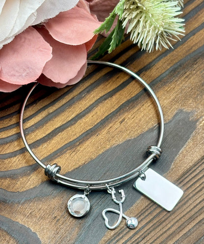 Healthcare Worker Modern Twist Bangle Bracelet