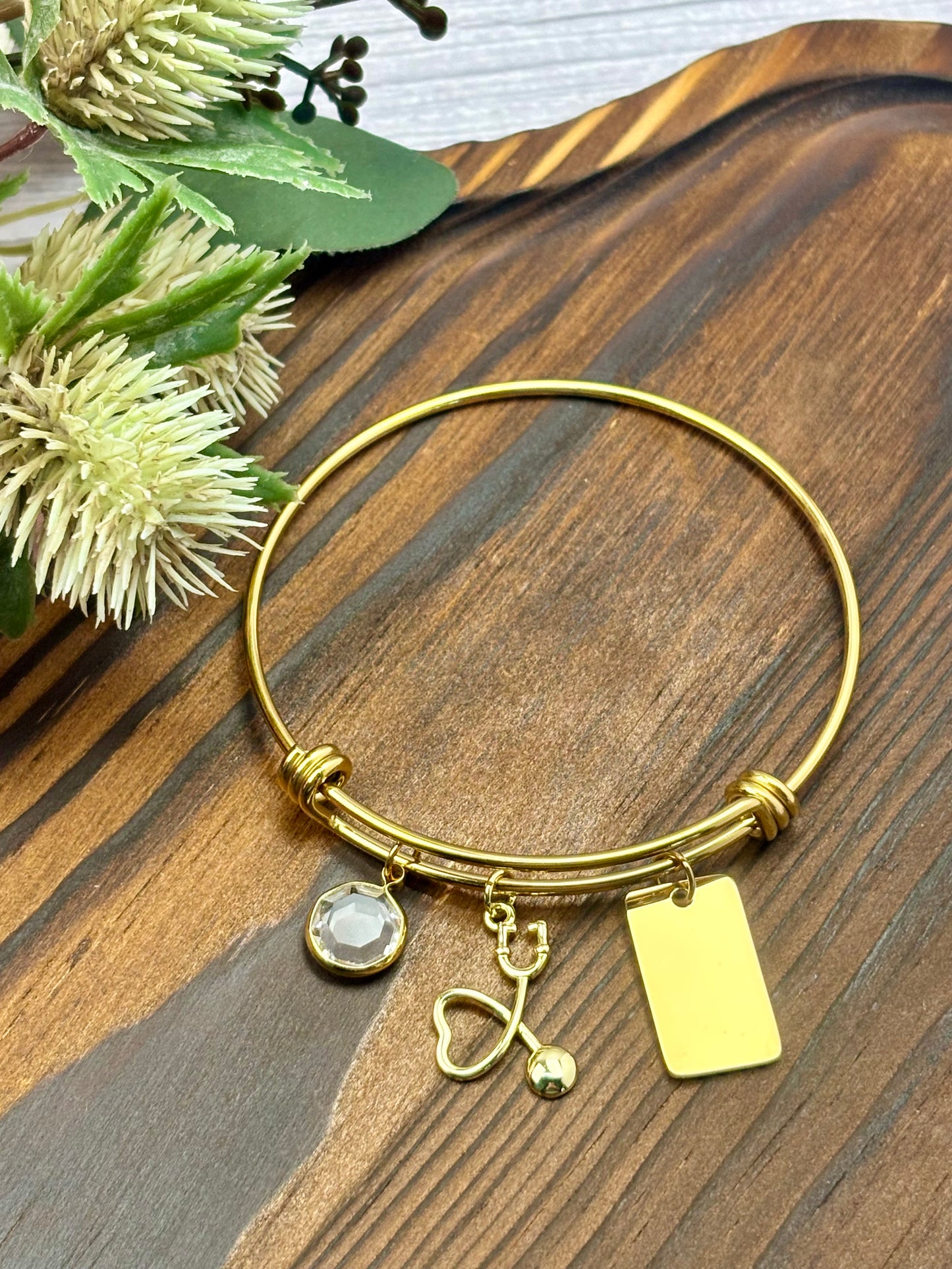 Healthcare Worker Modern Twist Bangle Bracelet