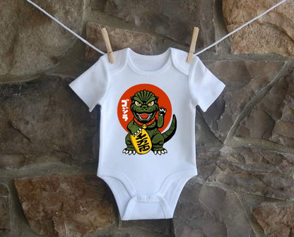 Adorable Godzilla Baby Bodysuit, Soft and Comfortable for Babies.
