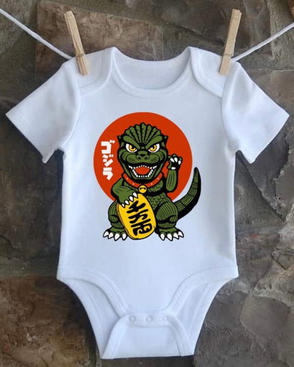 Adorable Godzilla Baby Bodysuit, Soft and Comfortable for Babies.