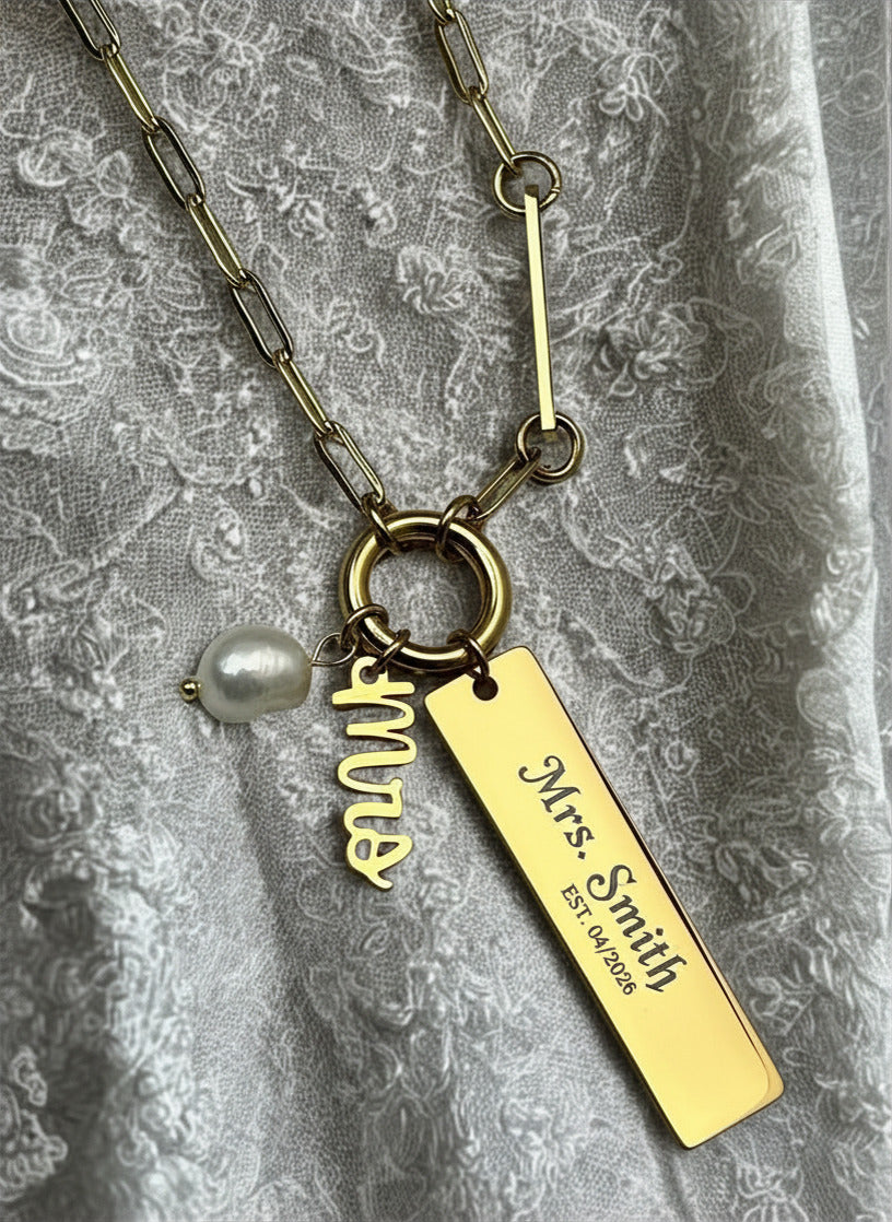 Personalized Bride Charm Necklace