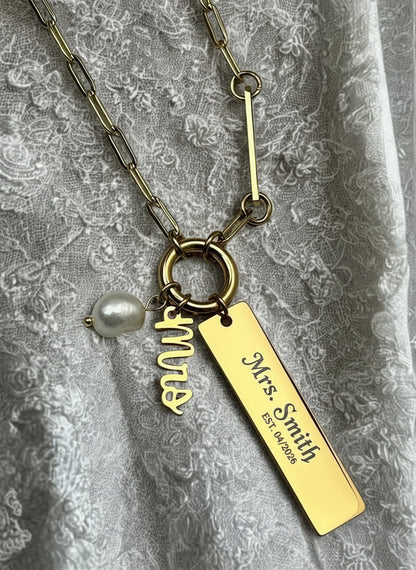 Personalized Bride Charm Necklace