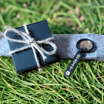 Black Stainless Steel Personalized Key Holder - Custom Engraved Keyring