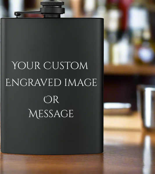 Stainless Steel Engraved Hip Flask - 8oz Capacity, Customized