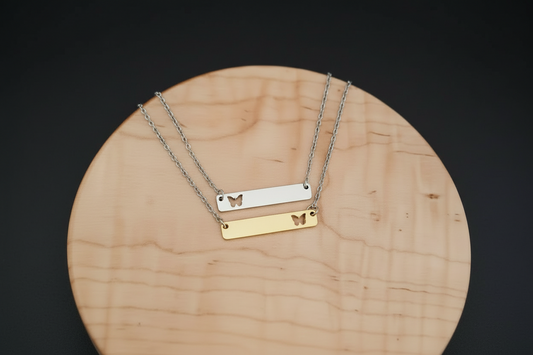 Butterfly Cutout Horizontal Bar Necklace