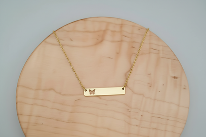 Butterfly Cutout Horizontal Bar Necklace