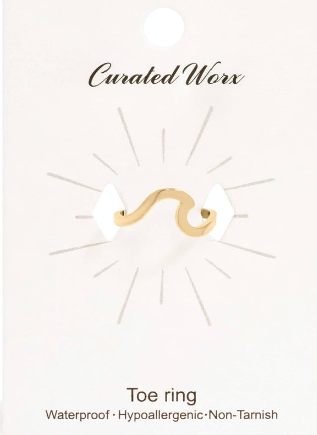 18K Gold PVD Adjustable Wave Toe Ring