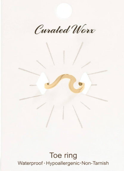 18K Gold PVD Adjustable Wave Toe Ring