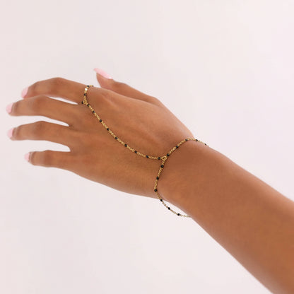 Beautiful Black Beaded Hand Chain