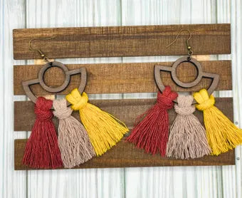 Beautiful Unique Wood Macrame Earrings