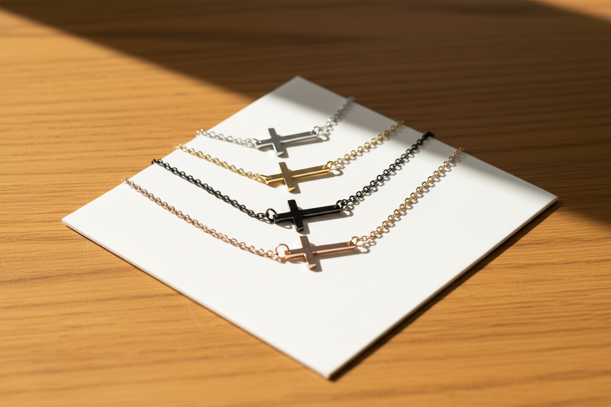Tiny Horizontal Cross Necklace
