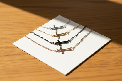 Tiny Horizontal Cross Necklace