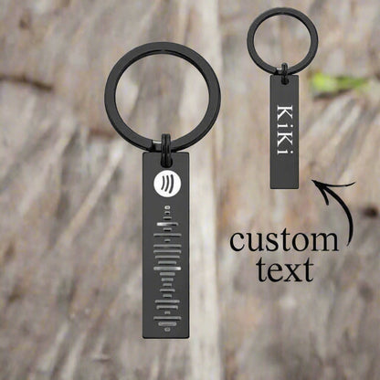 Black Stainless Steel Personalized Key Holder - Custom Engraved Keyring