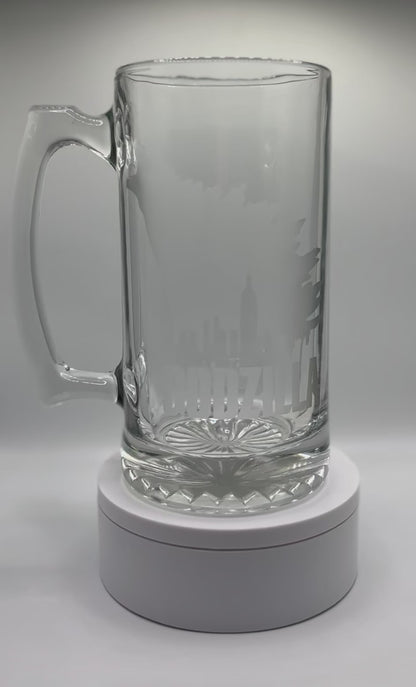 Unique Godzilla Glass Stein with Intricate Etched Design