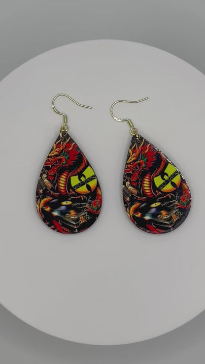 Asian Art WuTang Earrings - Unique Handcrafted Statement Earrings for True WuTang Clan Fans!